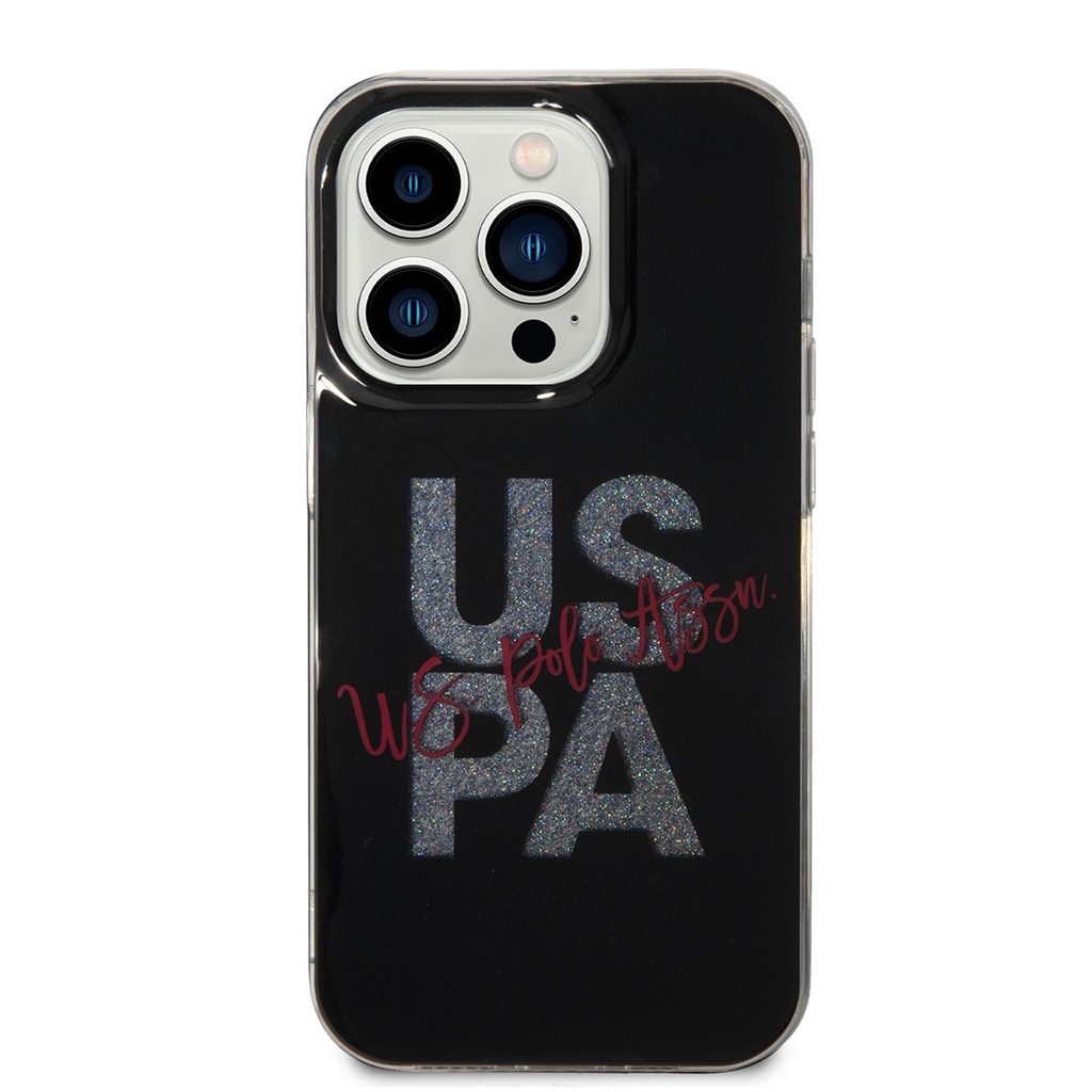 Apple iPhone 14 Pro Uyumlu Kılıf U.S. POLO ASSN. Simli Parlak Alfabe Tasarım Kapak - 3