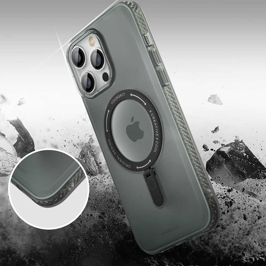 Apple iPhone 13 Pro Max Uyumlu Kılıf Magsafe Şarj Özellikli Youngkit Rock Serisi Kapak - 5