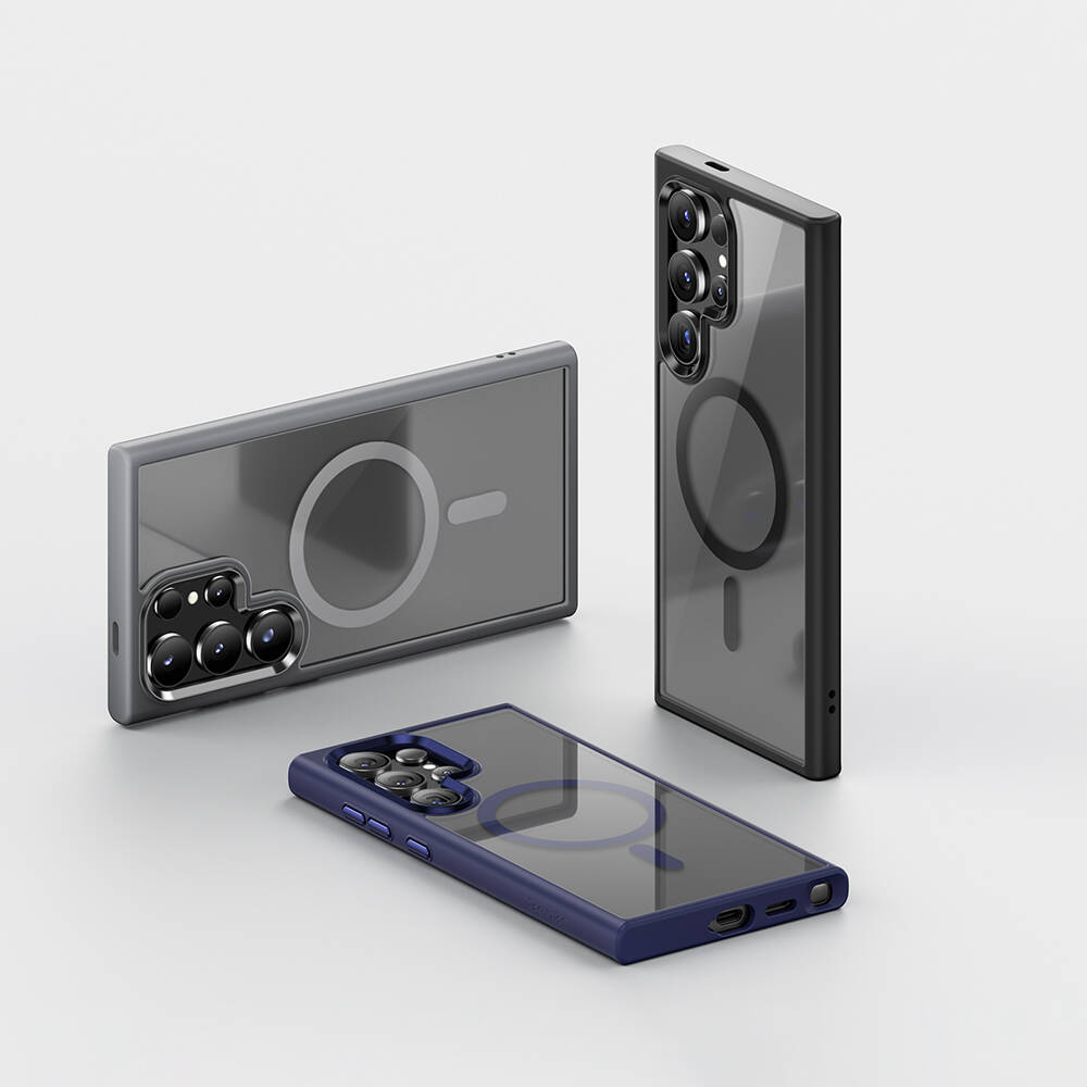 Samsung Galaxy S24 Ultra Uyumlu Kılıf Magsafe Şarj Özellikli Şeffaf Arka Yüzey Benks MagClap TPU Çerçeve Kapak - 15