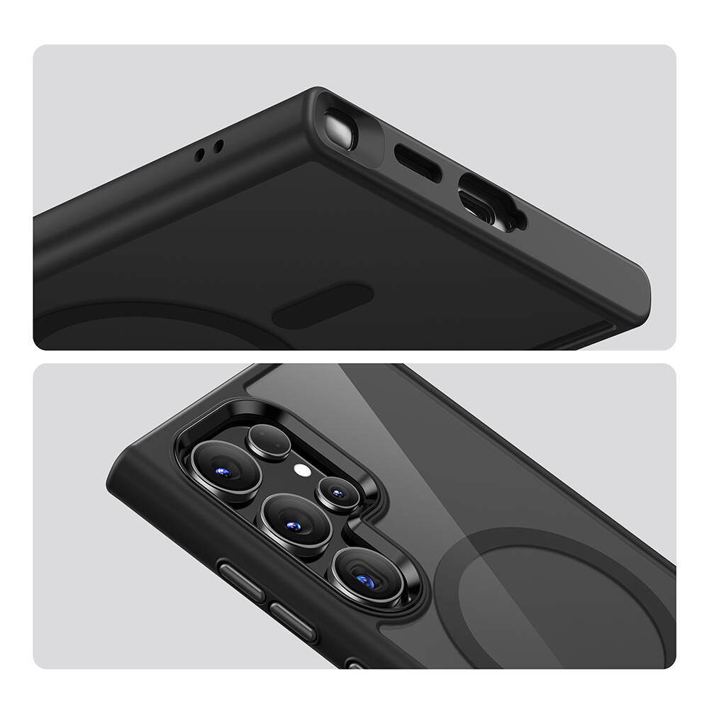 Samsung Galaxy S24 Ultra Uyumlu Kılıf Magsafe Şarj Özellikli Şeffaf Arka Yüzey Benks MagClap TPU Çerçeve Kapak - 16