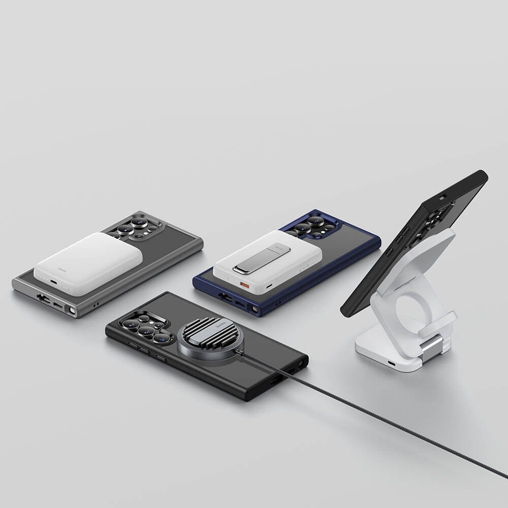 Samsung Galaxy S24 Ultra Uyumlu Kılıf Magsafe Şarj Özellikli Şeffaf Arka Yüzey Benks MagClap TPU Çerçeve Kapak - 19