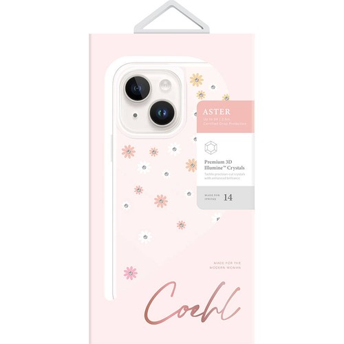 Apple iPhone 14 Uyumlu Kılıf Çiçek Desenli Taşlı Coehl Aster Kapak