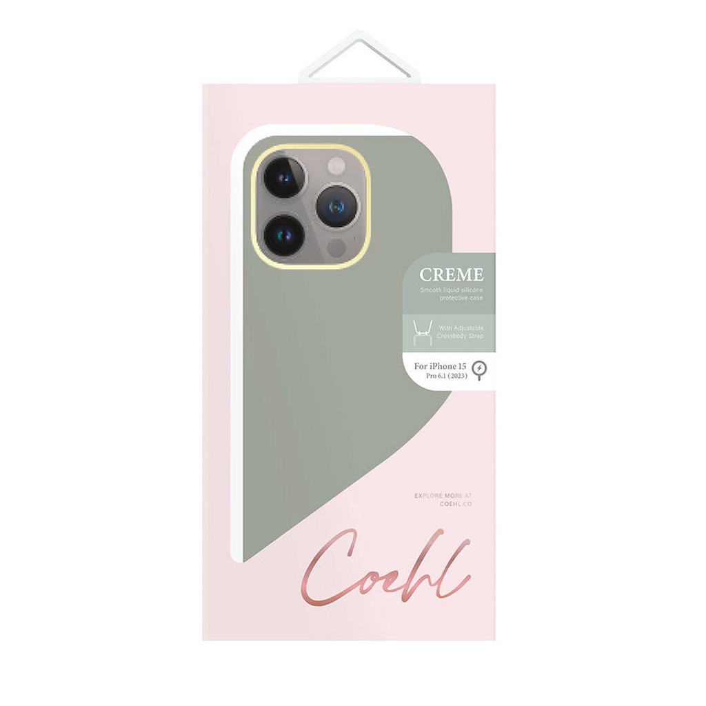Apple iPhone 15 Pro Uyumlu Kılıf Magsafe Şarj Özellikli Soft Pürüzsüz Yüzey Askı İpli Coehl Creme Kapak