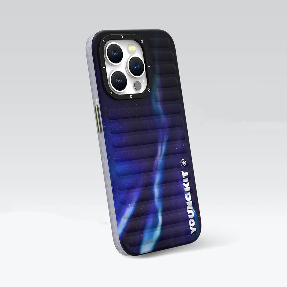 Apple iPhone 15 Uyumlu Kılıf Kuzey Işıkları Desenli Youngkit Aurora Serisi Kapak - 4