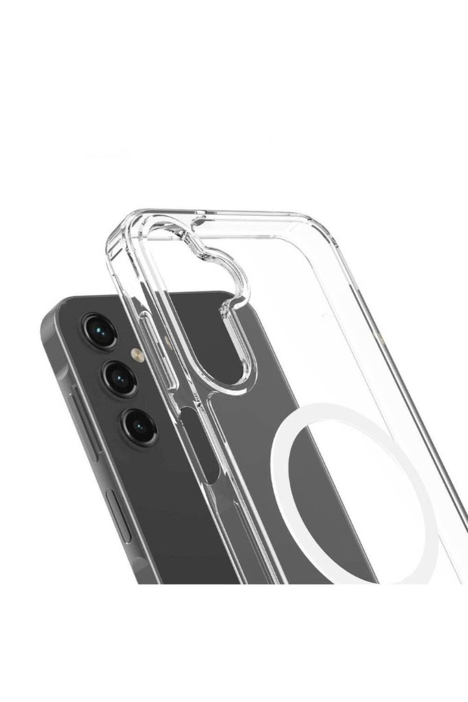 Samsung Galaxy S24 Uyumlu Kılıf Magsafe Şarj Özellikli Şeffaf Sert PC Zore Embos Kapak