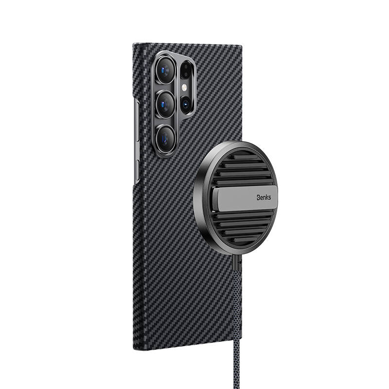 Samsung Galaxy S24 Ultra Uyumlu Kılıf Magsafe Özellikli Karbon Fiber Benks Essential ArmorAir 600D Kevlar Kapak - 4
