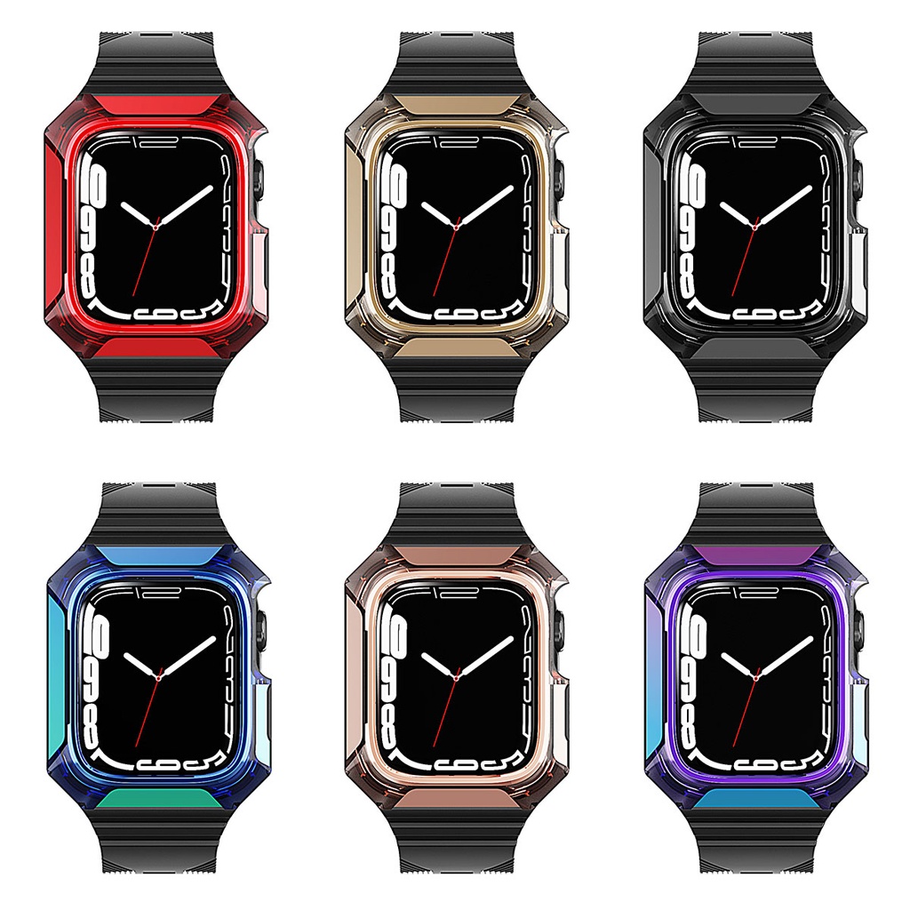 Apple Watch 7 45mm Uyumlu Zore KRD-88 Sert PC Kasa Koruyuculu Silikon Kordon - 1