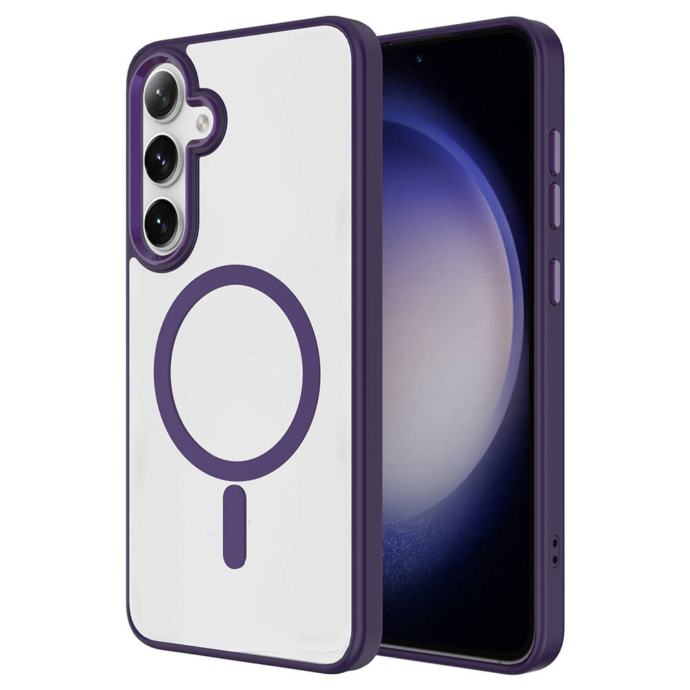 Samsung Galaxy S24 Uyumlu Kılıf Magsafe Şarj Özellikli Zore Krom Magsafe Silikon Kapak - 1