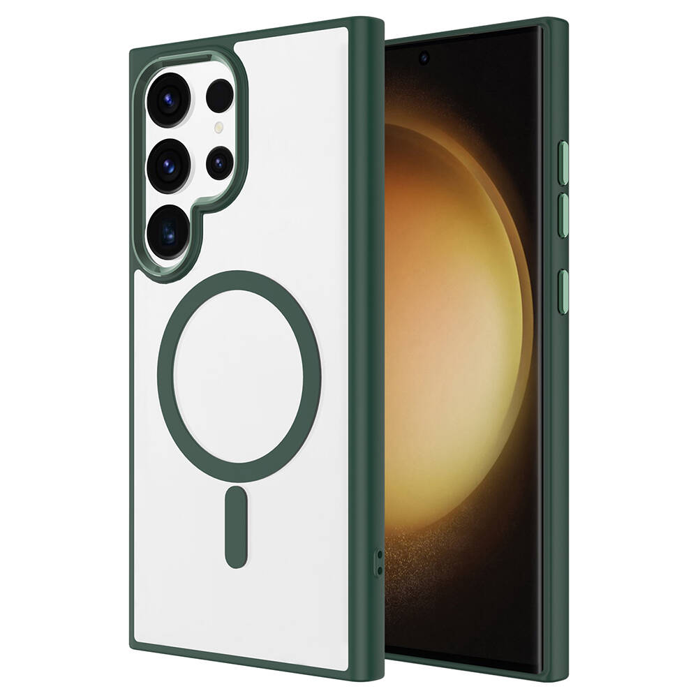 Samsung Galaxy S24 Ultra Uyumlu Kılıf Magsafe Şarj Özellikli Zore Krom Magsafe Silikon Kapak - 6