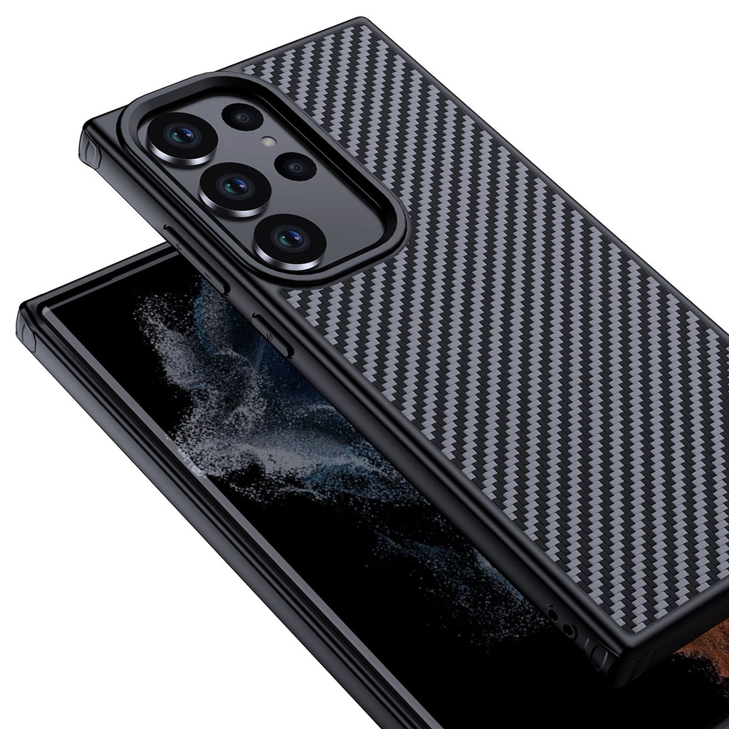 Samsung Galaxy S23 Ultra Uyumlu Kılıf Aramid Karbon Fiber Magsafe Özellikli Wlons Radison Kapak - 3