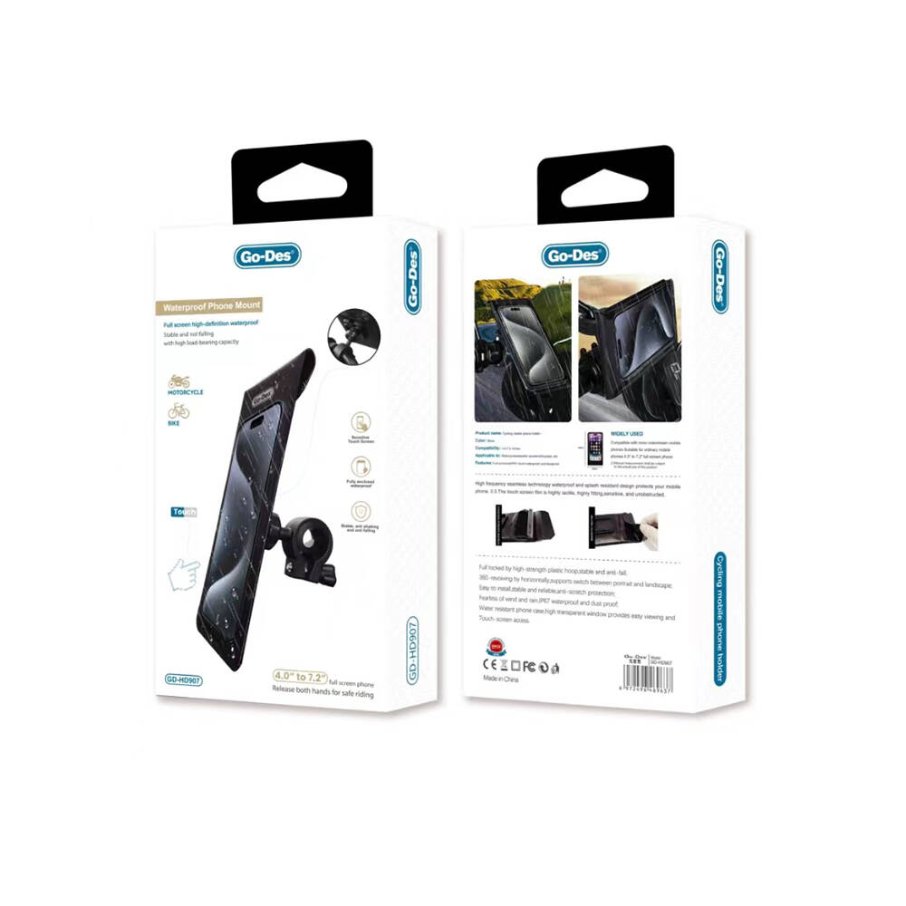 Go Des GD-HD907 Su Geçirmez Tasarımlı Bisiklet ve Motosiklet Telefon Tutucu - 1