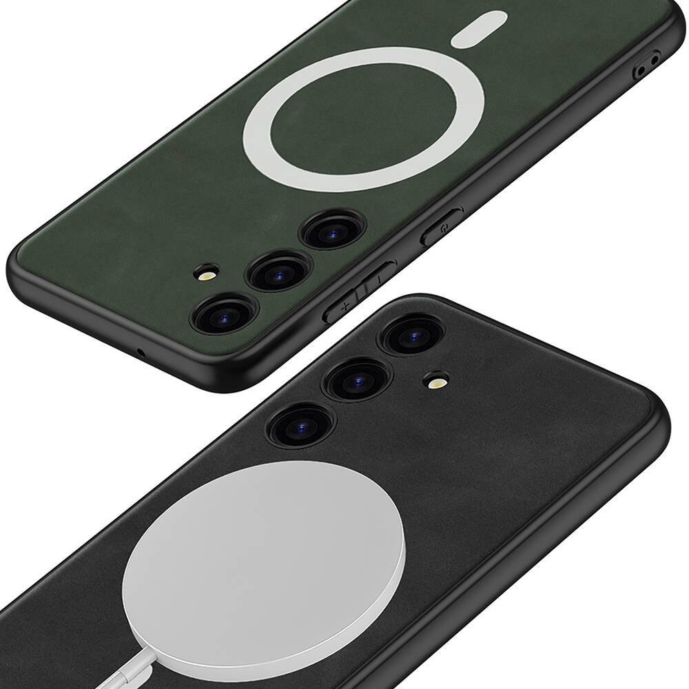 Samsung Galaxy S24 Plus Uyumlu Kılıf Magsafe Şarj Özellikli Deri Tasarımlı Zore Kıpta Nubuk Kapak - 3