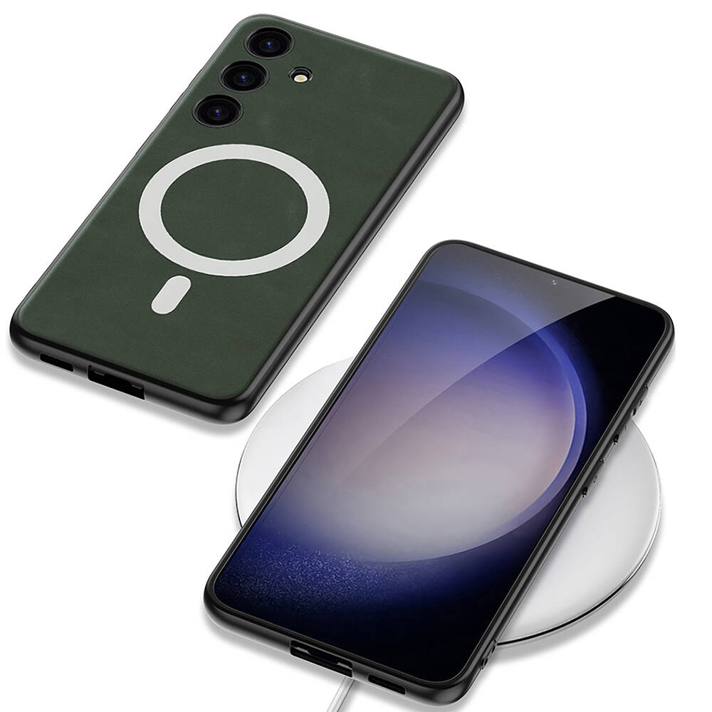 Samsung Galaxy S24 Plus Uyumlu Kılıf Magsafe Şarj Özellikli Deri Tasarımlı Zore Kıpta Nubuk Kapak - 5