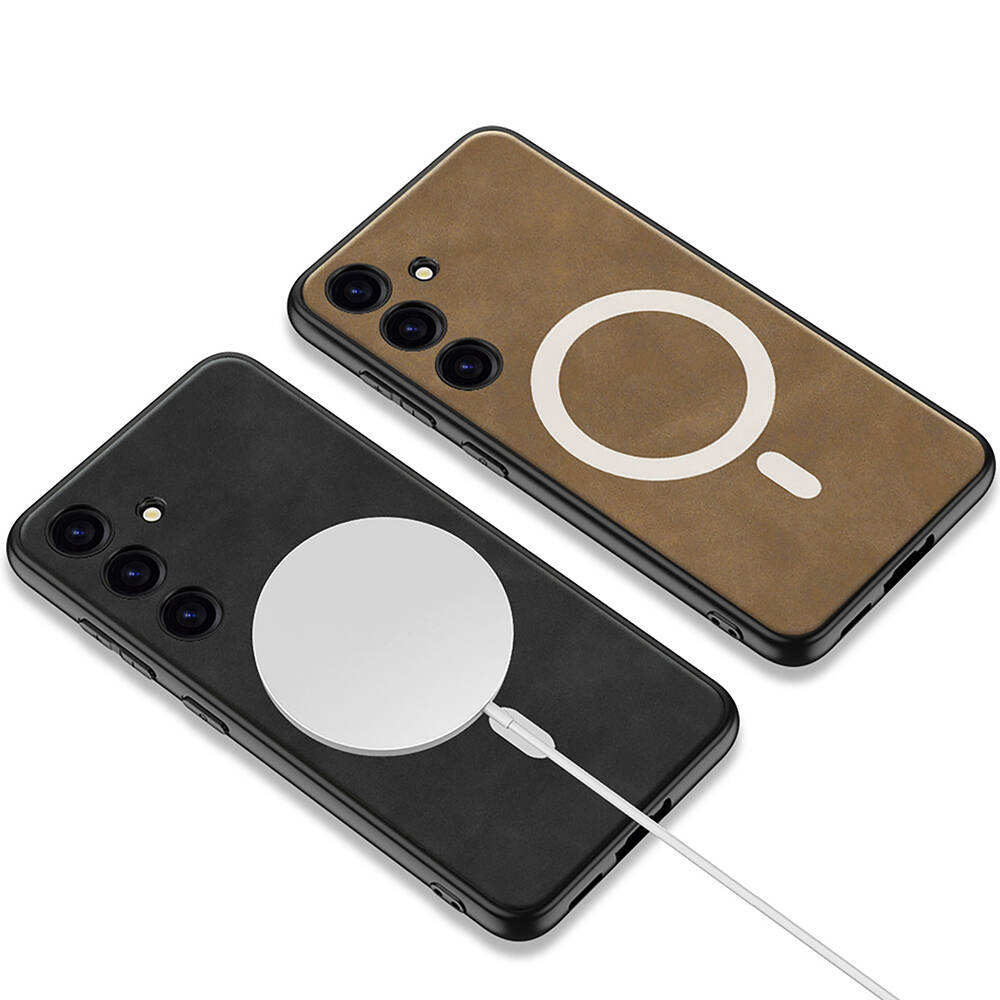 Samsung Galaxy S24 Plus Uyumlu Kılıf Magsafe Şarj Özellikli Deri Tasarımlı Zore Kıpta Nubuk Kapak - 7