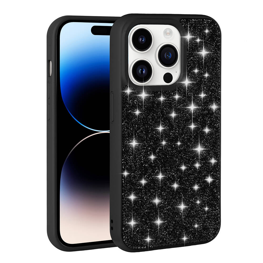 Apple iPhone 14 Pro Uyumlu Kılıf Parlak Taşlı Tasarım Zore Pırlanta Kapak - 1