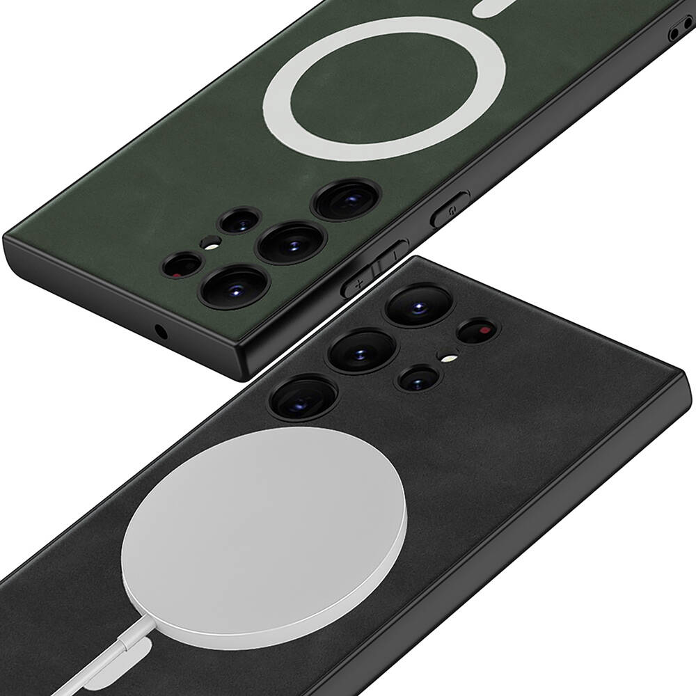 Samsung Galaxy S24 Ultra Uyumlu Kılıf Magsafe Şarj Özellikli Deri Tasarımlı Zore Kıpta Nubuk Kapak - 4