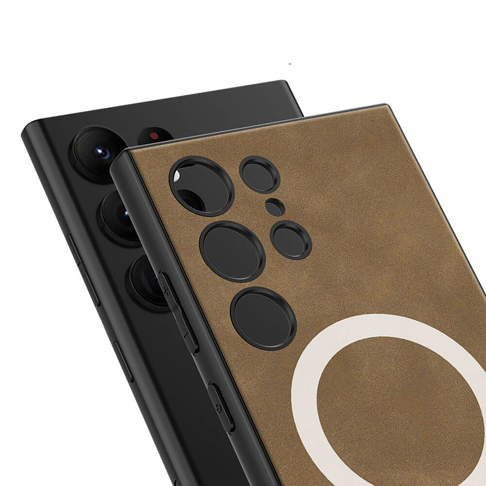 Samsung Galaxy S24 Ultra Uyumlu Kılıf Magsafe Şarj Özellikli Deri Tasarımlı Zore Kıpta Nubuk Kapak - 8