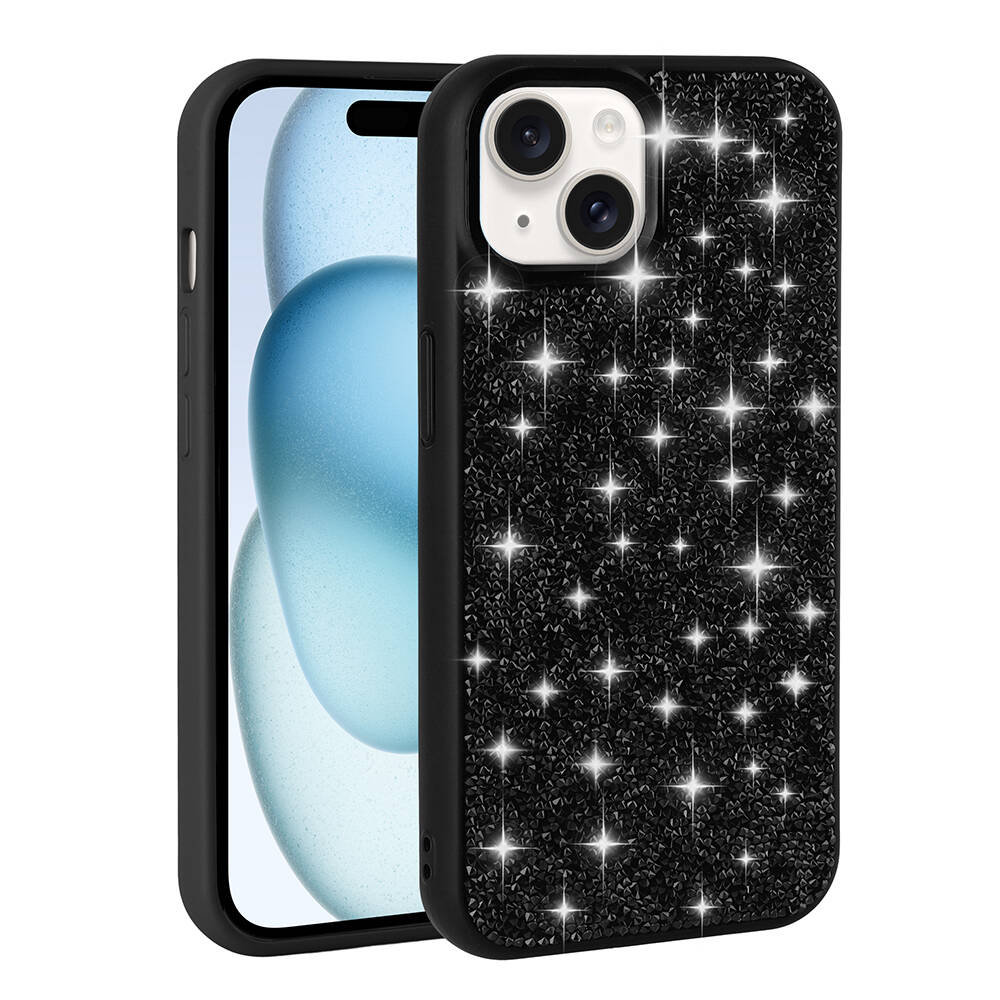 Apple iPhone 15 Uyumlu Kılıf Parlak Taşlı Tasarım Zore Pırlanta Kapak - 1