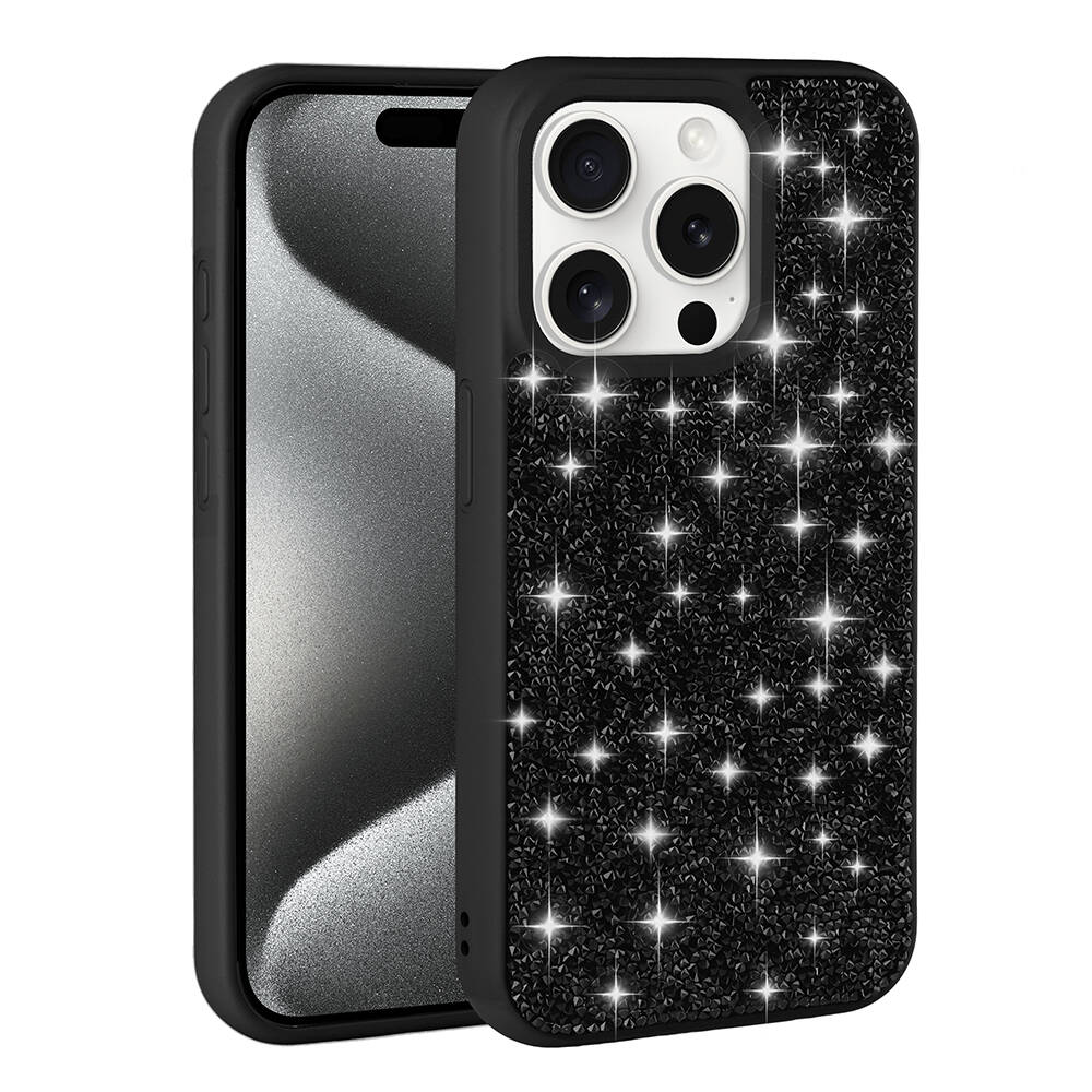 Apple iPhone 15 Pro Uyumlu Kılıf Parlak Taşlı Tasarım Zore Pırlanta Kapak - 2