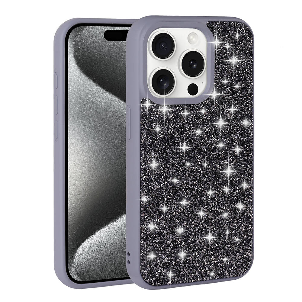 Apple iPhone 15 Pro Uyumlu Kılıf Parlak Taşlı Tasarım Zore Pırlanta Kapak - 4