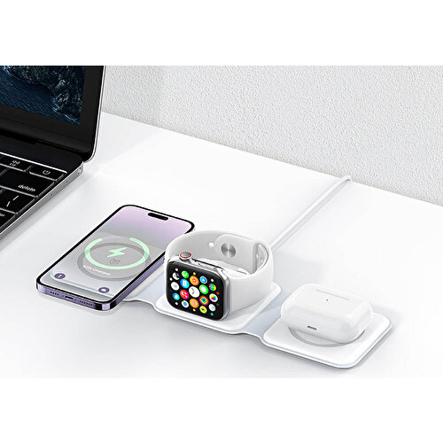 Recci RCW-36 3in1 Katlanabilir Magnetik Kablosuz Şarj Standı