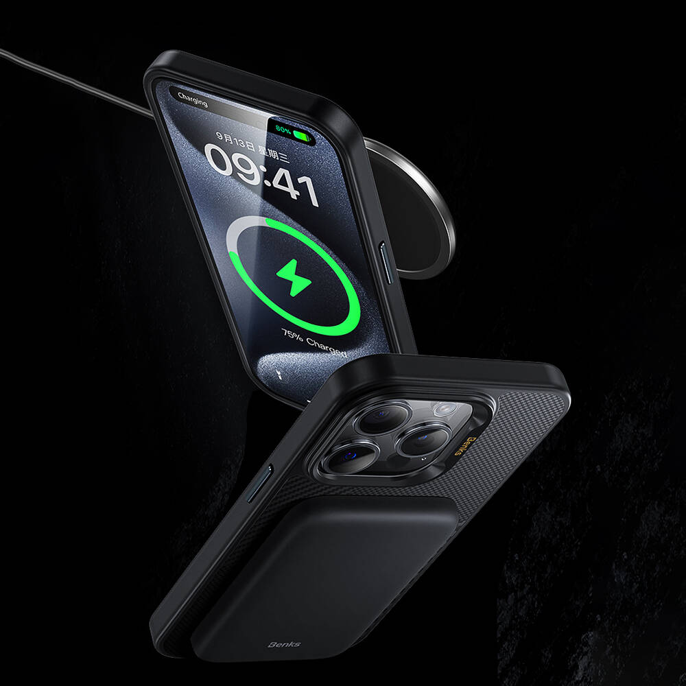 Apple iPhone 15 Pro Max Uyumlu Kılıf Magsafe Şarj Özellikli Karbon Fiber Benks Montage Hybrid Armor Pro 600D Kevlar Kapak - 11