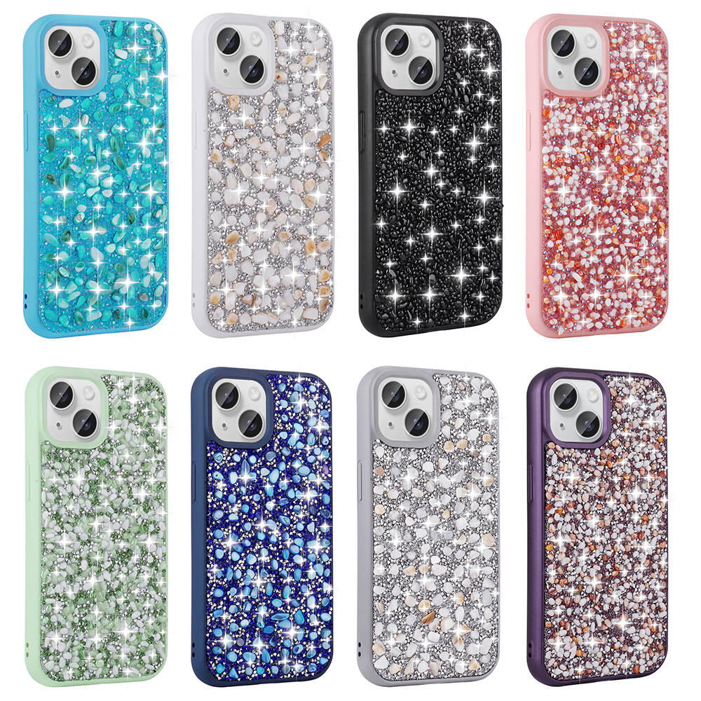 Apple iPhone 15 Uyumlu Kılıf Parlak Taşlı Tasarım Zore Linea Kapak - 1