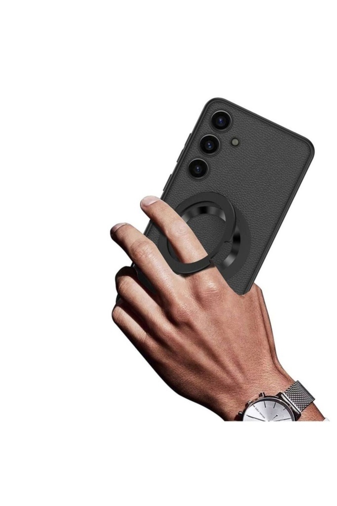 Samsung Galaxy S24 Uyumlu Wireless Şarj Özellikli Zore Kıpta Standlı Magsafe Silikon Kapak