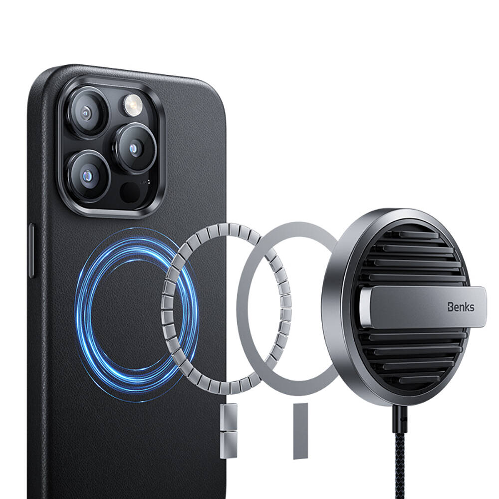 Apple iPhone 15 Pro Max Uyumlu Kılıf Magsafe Şarj Özellikli Benks Vintage Leather Kapak - 5