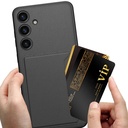 Samsung Galaxy S24 Plus Uyumlu Suni Deri Arka Yüzey Sürgülü Kamera Korumalı Zore Kartlıklı Kıpta Silikon Kapak - 3