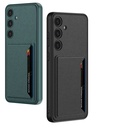 Samsung Galaxy S24 Plus Uyumlu Suni Deri Arka Yüzey Sürgülü Kamera Korumalı Zore Kartlıklı Kıpta Silikon Kapak - 8