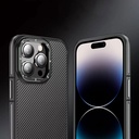 Apple iPhone 14 Pro Max Uyumlu Kılıf Mat Transparan Karbon Fiber Görünümlü Wlons Marin Kapak - 3
