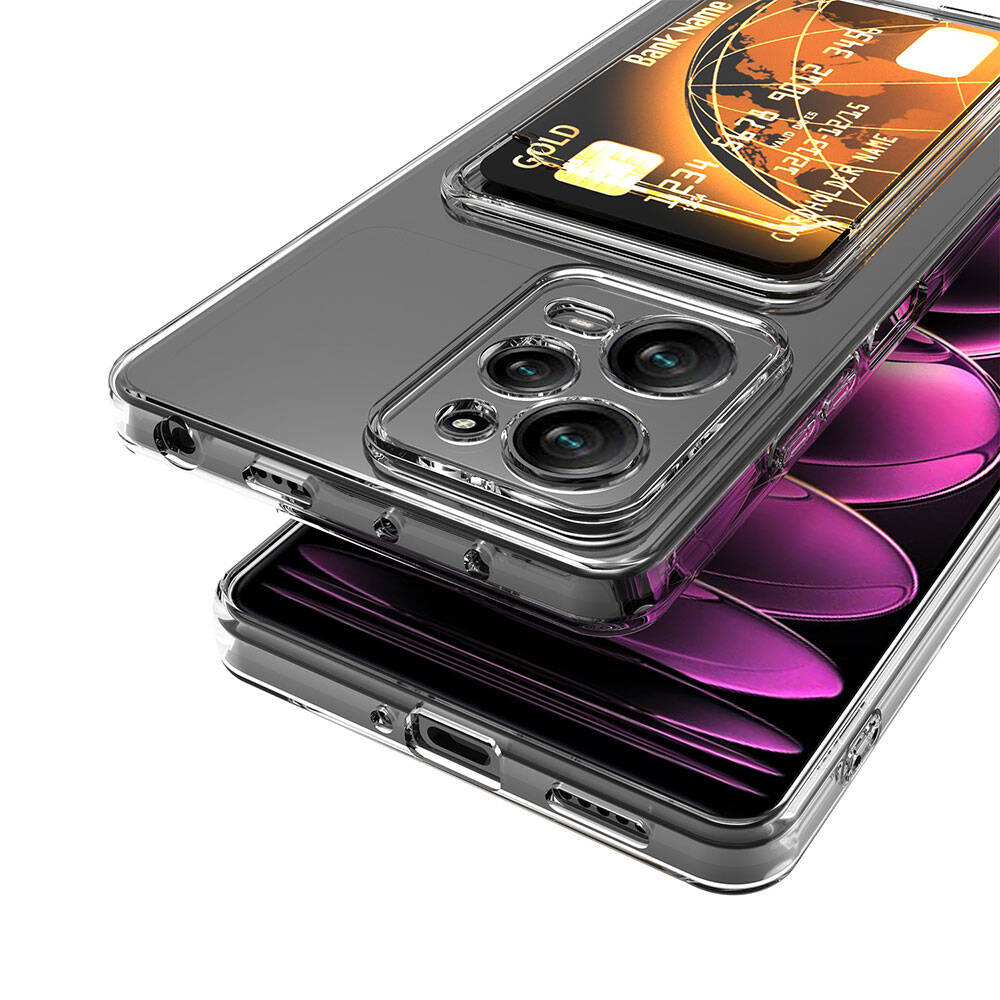 Xiaomi Redmi Note 12 Pro 5G Uyumlu Kılıf Kartlıklı Şeffaf Zore Setra Clear Silikon Kapak
