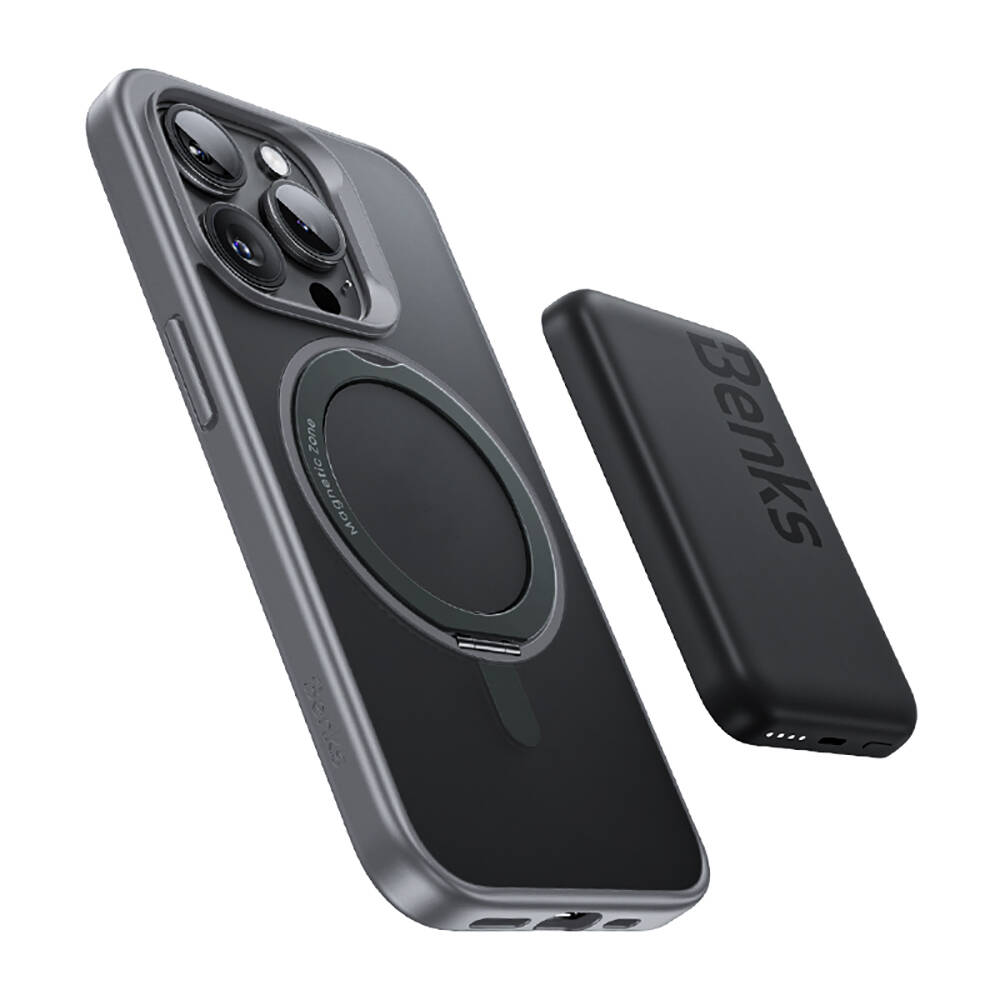 Apple iPhone 15 Pro Uyumlu Kılıf Magsafe Şarj Özellikli 360° Dönebilen Benks Pop Stand Kapak - 5