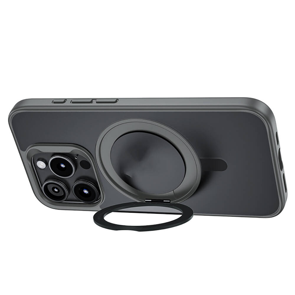 Apple iPhone 15 Pro Uyumlu Kılıf Magsafe Şarj Özellikli 360° Dönebilen Benks Pop Stand Kapak - 7
