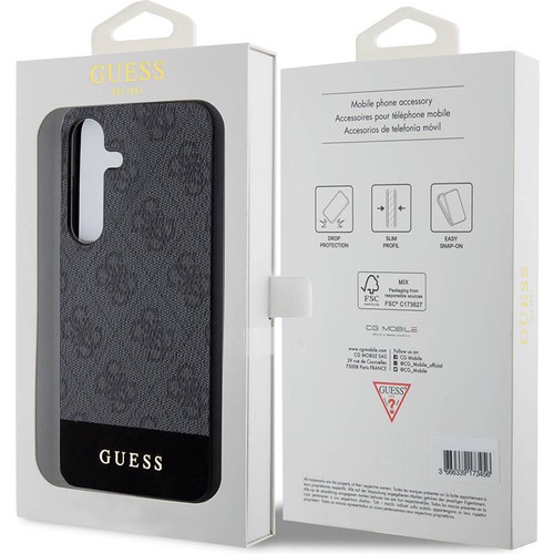 Samsung Galaxy S24 Uyumlu Kılıf Guess Orjinal Lisanslı PU Deri Şerit Logo Dizaynlı Kapak