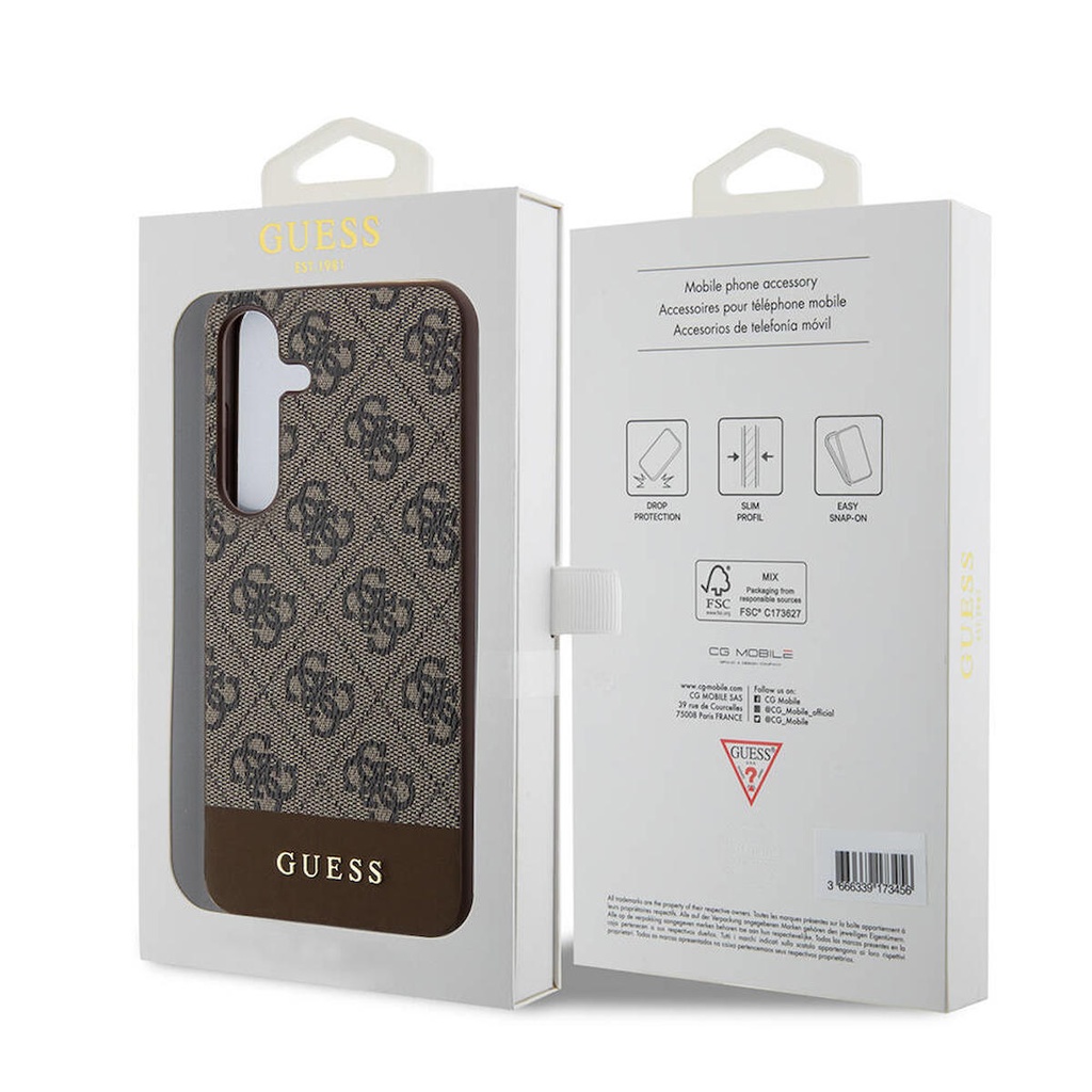 Samsung Galaxy S24 Uyumlu Kılıf Guess Orjinal Lisanslı PU Deri Şerit Logo Dizaynlı Kapak