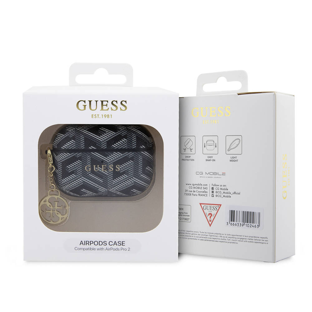 Apple Airpods Pro 2 Uyumlu Kılıf Guess Orjinal Lisanslı G Cube Desenli 4G Süs Zincirli Kapak - 8