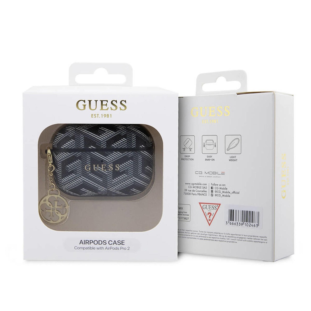Apple Airpods Pro 2 Uyumlu Kılıf Guess Orjinal Lisanslı G Cube Desenli 4G Süs Zincirli Kapak