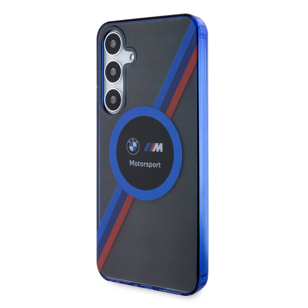 Samsung Galaxy S24 Plus Uyumlu Kılıf BMW Orjinal Lisanslı M Logolu Üç Renk Çizgili Motorsport Circle Kapak - 1