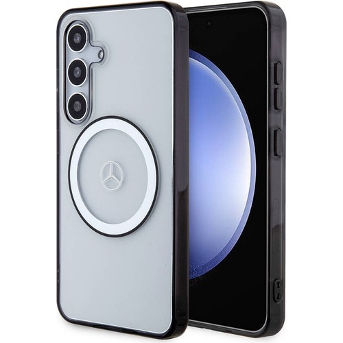 Samsung Galaxy S24 Uyumlu Kılıf Mercedes Benz Orjinal Lisanslı Magsafe Şarj Özellikli PC TPU Transparan Black Ring Kapak