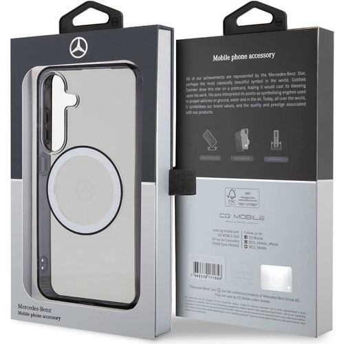 Samsung Galaxy S24 Uyumlu Kılıf Mercedes Benz Orjinal Lisanslı Magsafe Şarj Özellikli PC TPU Transparan Black Ring Kapak