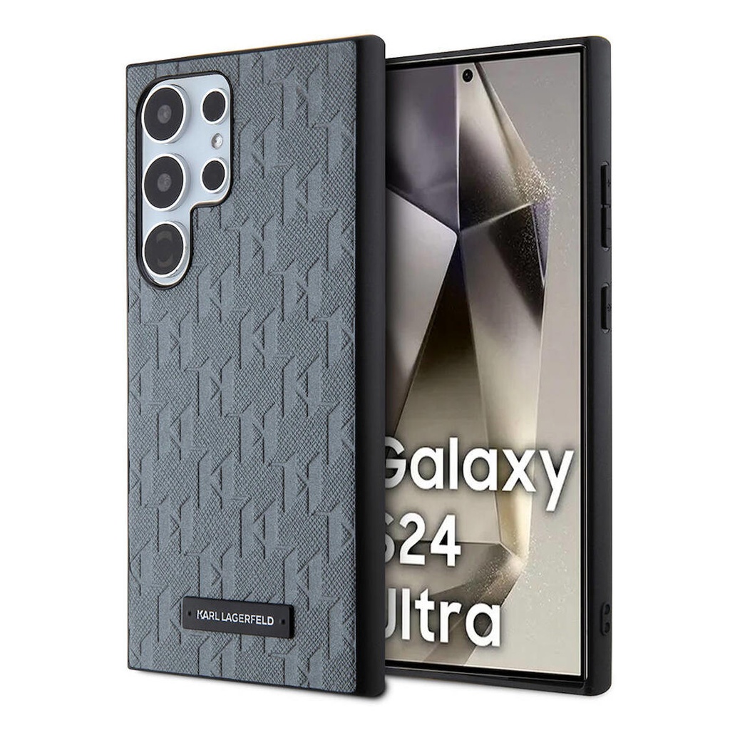Samsung Galaxy S24 Ultra Uyumlu Kılıf Karl Lagerfeld Orjinal Lisanslı Saffiano Monogram Metal Logo Kapak