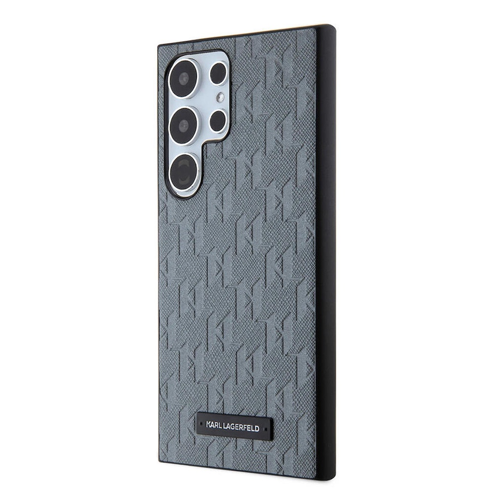 Samsung Galaxy S24 Ultra Uyumlu Kılıf Karl Lagerfeld Orjinal Lisanslı Saffiano Monogram Metal Logo Kapak