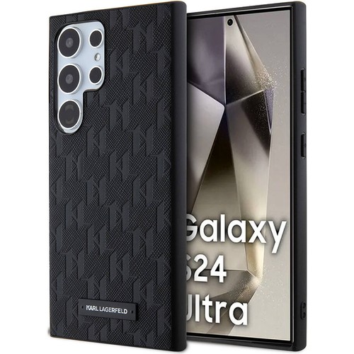 Samsung Galaxy S24 Ultra Uyumlu Kılıf Karl Lagerfeld Orjinal Lisanslı Saffiano Monogram Metal Logo Kapak