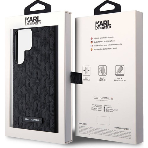 Samsung Galaxy S24 Ultra Uyumlu Kılıf Karl Lagerfeld Orjinal Lisanslı Saffiano Monogram Metal Logo Kapak