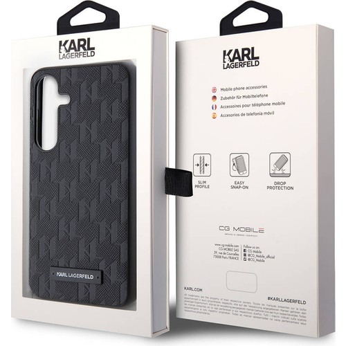 Samsung Galaxy S24 Uyumlu Kılıf Karl Lagerfeld Orjinal Lisanslı Saffiano Monogram Metal Logo Kapak