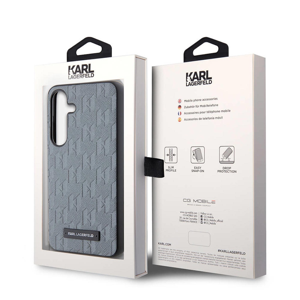 Samsung Galaxy S24 Uyumlu Kılıf Karl Lagerfeld Orjinal Lisanslı Saffiano Monogram Metal Logo Kapak