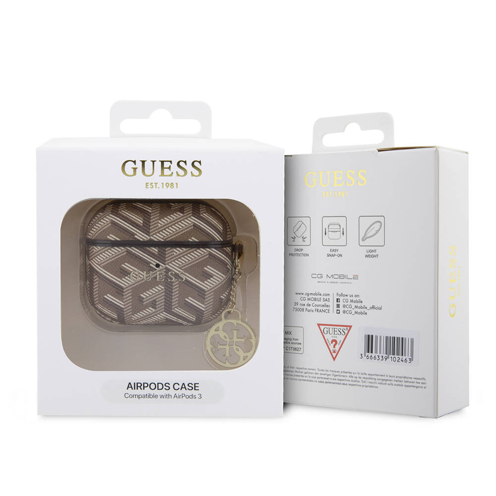 Apple Airpods 3. Nesil Uyumlu Kılıf Guess Orjinal Lisanslı G Cube Desenli 4G Süs Zincirli Kapak - 6