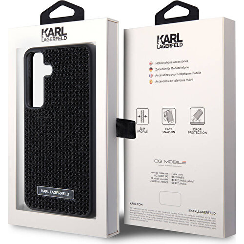 Samsung Galaxy S24 Plus Uyumlu Kılıf Karl Lagerfeld Taşlı Metal Logo Orjinal Lisanslı Kapak